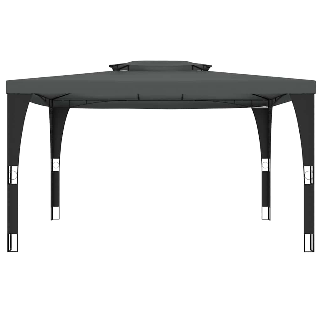 Gazebo con Tetto Doppio Antracite 3,98x2,98 m in Acciaio