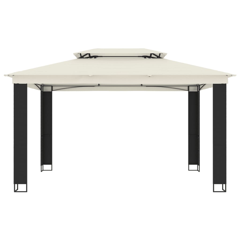 Gazebo con Tetto Doppio Crema 3,94x2,96 m in Acciaio