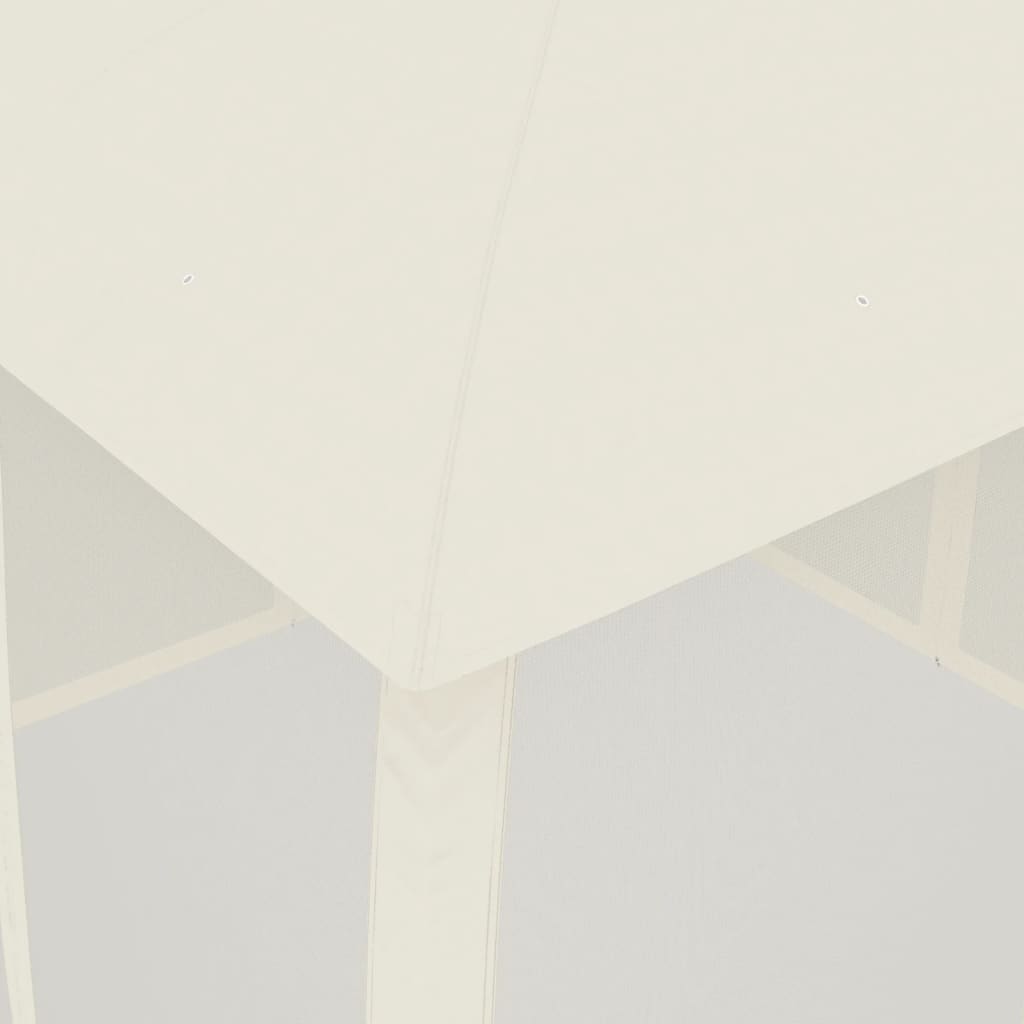 Gazebo con Tetto Doppio e Pareti Rete Crema 2,93x2,93 m Acciaio
