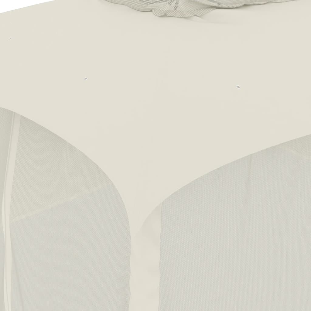 Gazebo con Tetto Doppio e Pareti Rete Crema 3,93x2,93 m Acciaio