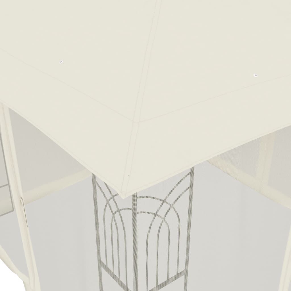 Gazebo con Tetto Doppio e Pareti Rete Crema 2,94x2,94 m Acciaio