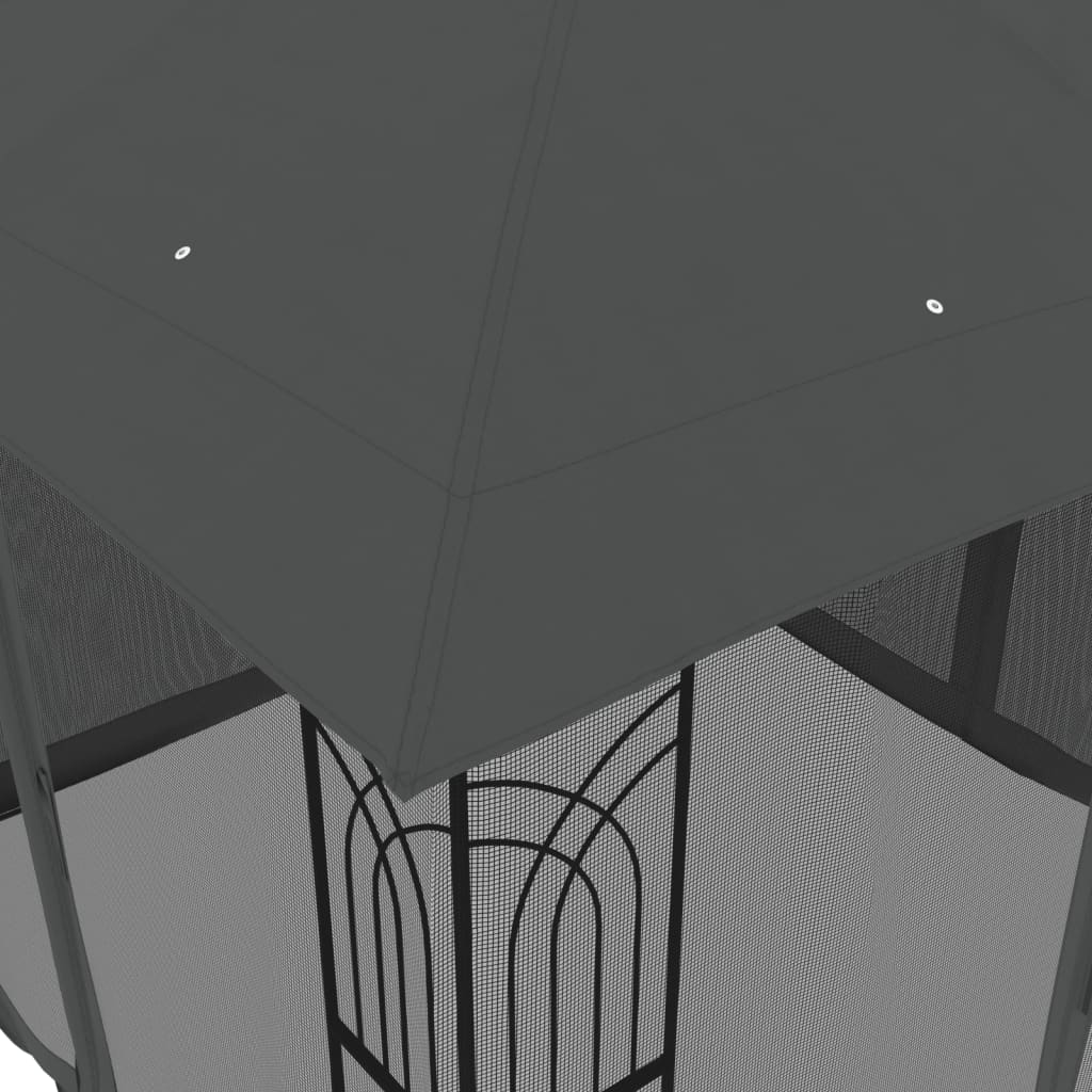 Gazebo Tetto Doppio e Pareti Rete Antracite 2,94x2,94 m Acciaio