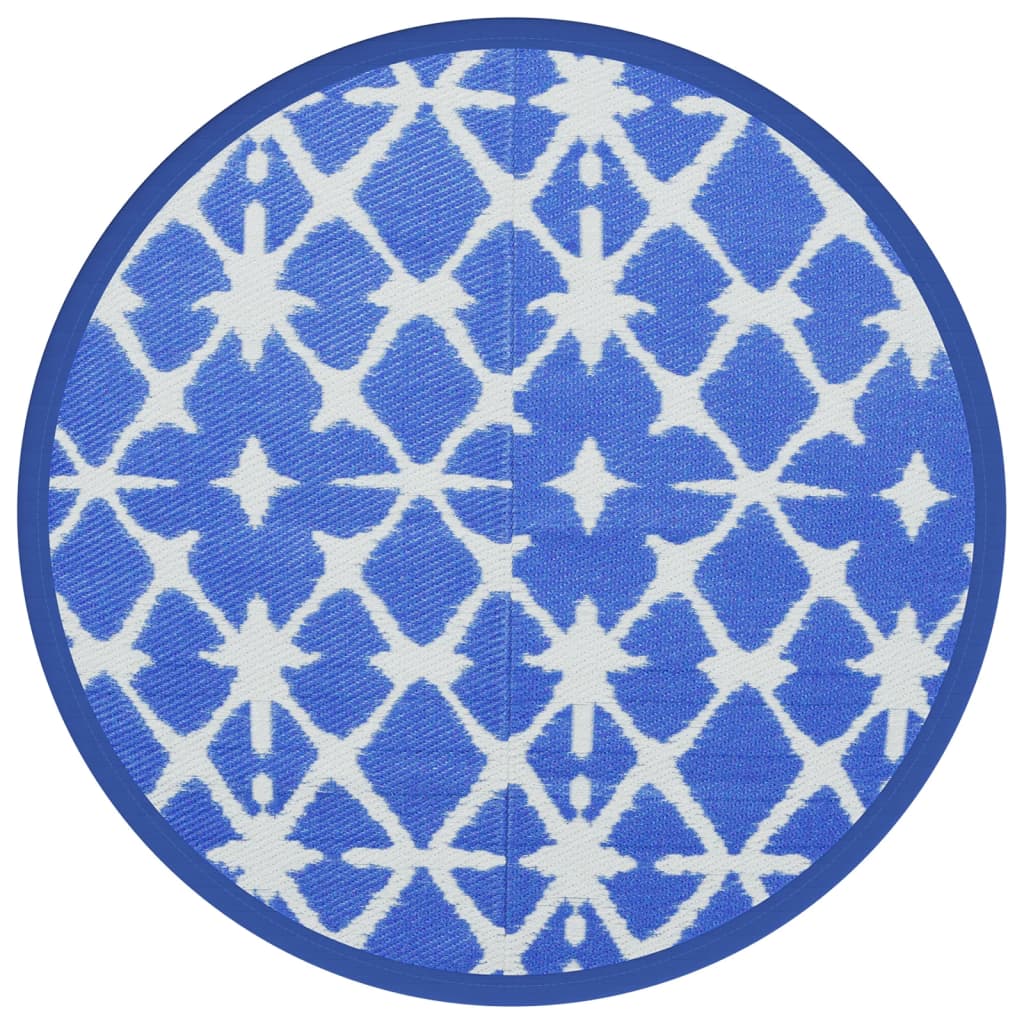 Tappeto da Esterno ARAKIL Blu e Bianco Ø120 cm in PP