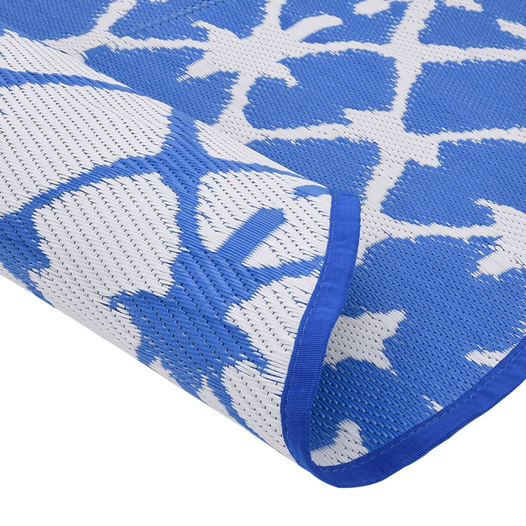 Tappeto da Esterno ARAKIL Blu e Bianco Ø160 cm in PP