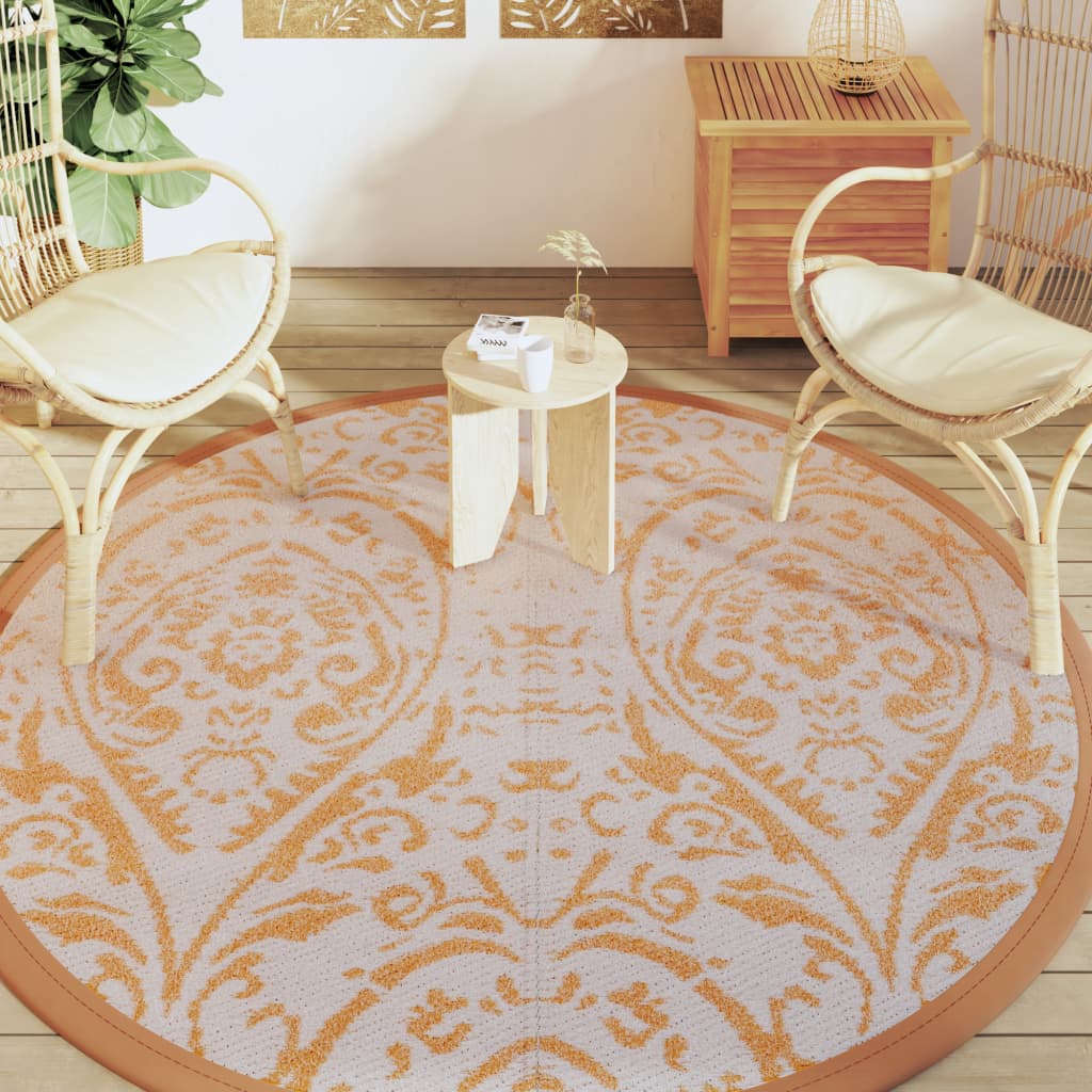 Tappeto da Esterni ARAKIL Arancione e Bianco Ø200 cm in PP