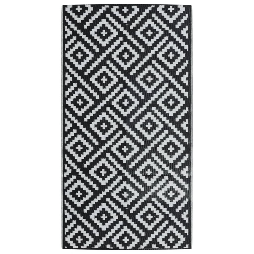 Tappeto da Esterni ARAKIL Bianco e Nero 80x150 cm in PP