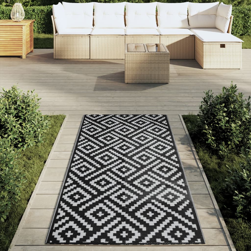 Tappeto da Esterni ARAKIL Bianco e Nero 80x150 cm in PP