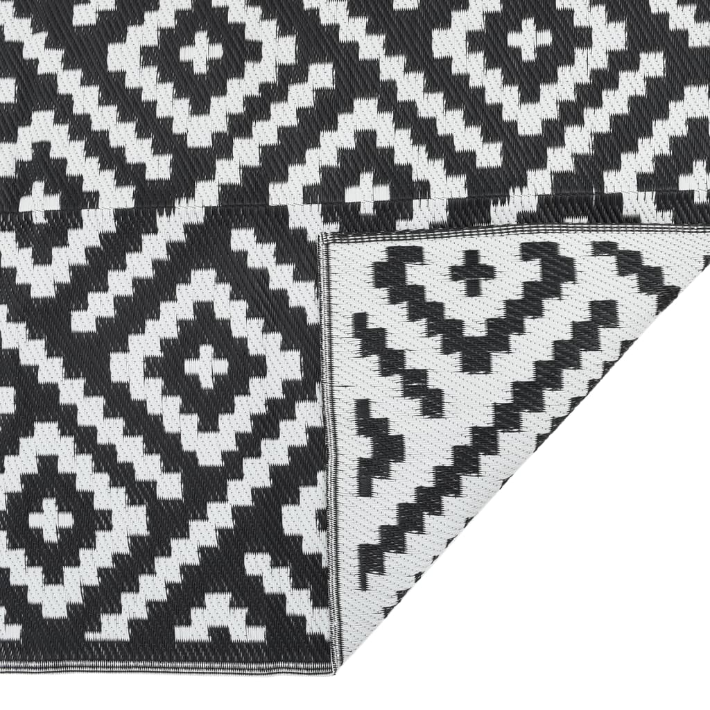 Tappeto da Esterni ARAKIL Bianco e Nero 80x150 cm in PP