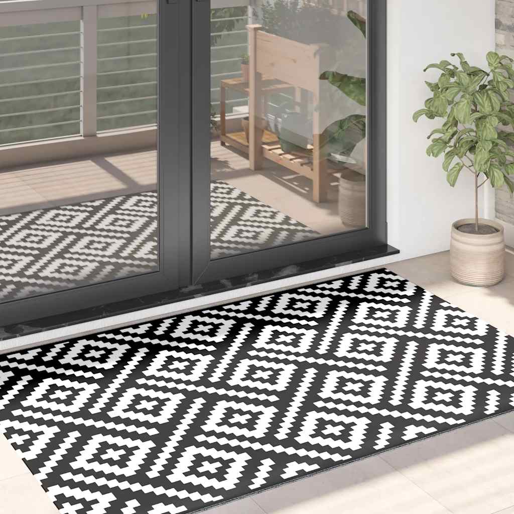 Tappeto da Esterni ARAKIL Bianco e Nero 120x180 cm in PP