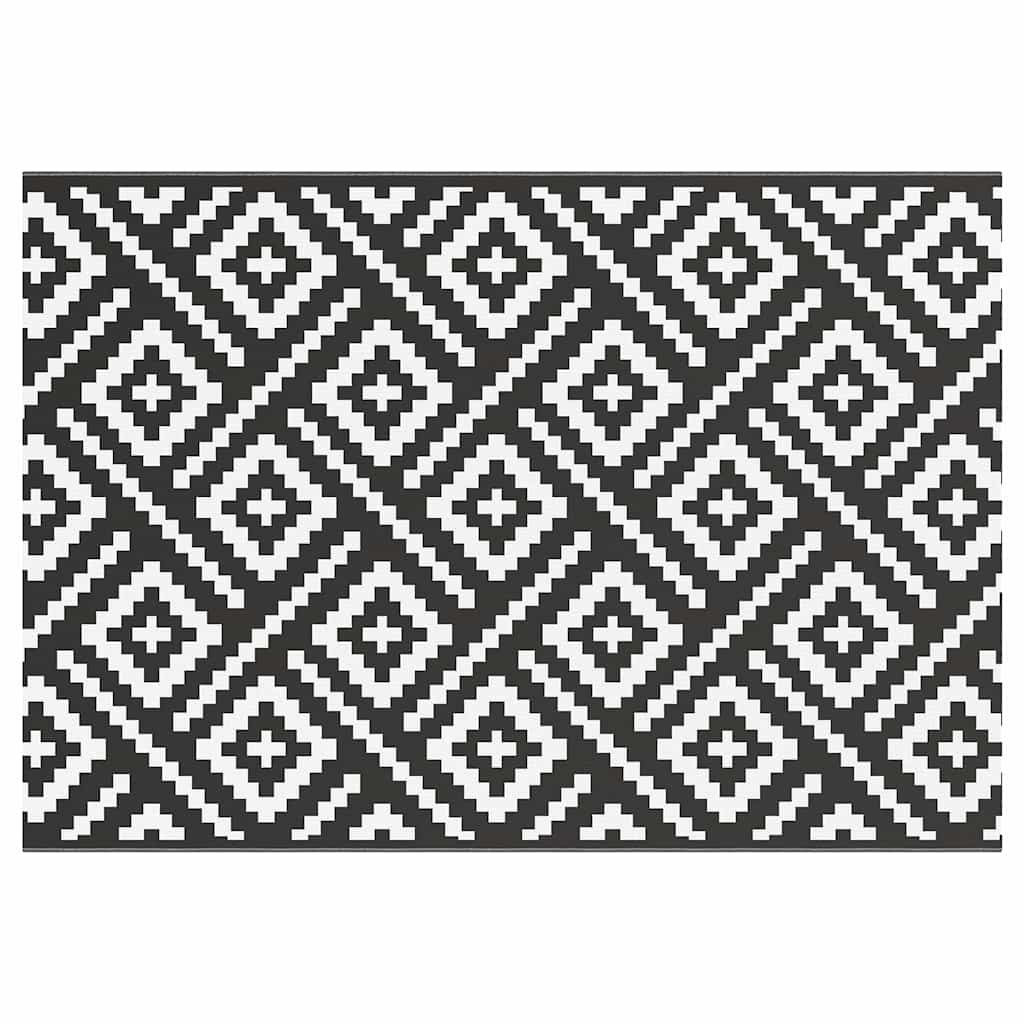 Tappeto da Esterni ARAKIL Bianco e Nero 160x230 cm in PP