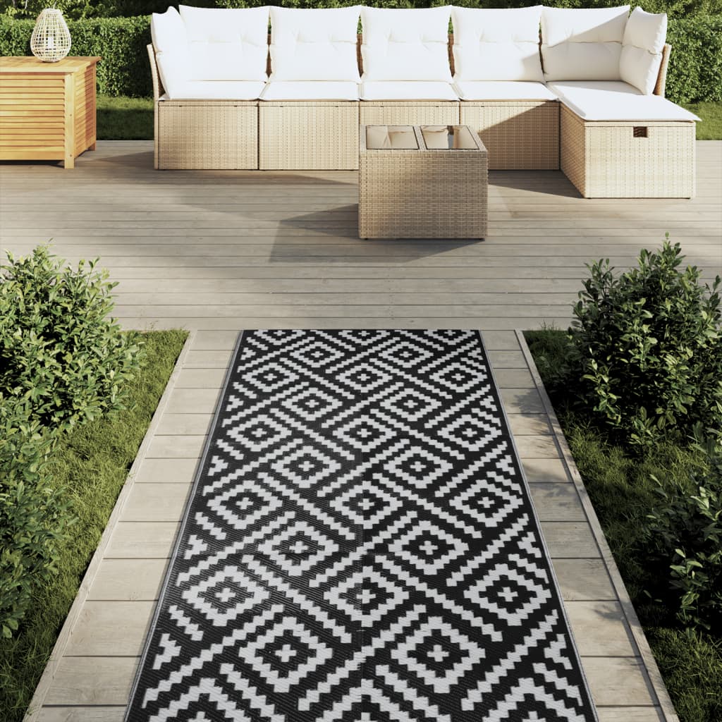 Tappeto da Esterno ARAKIL Bianco e Nero 80x250 cm PP