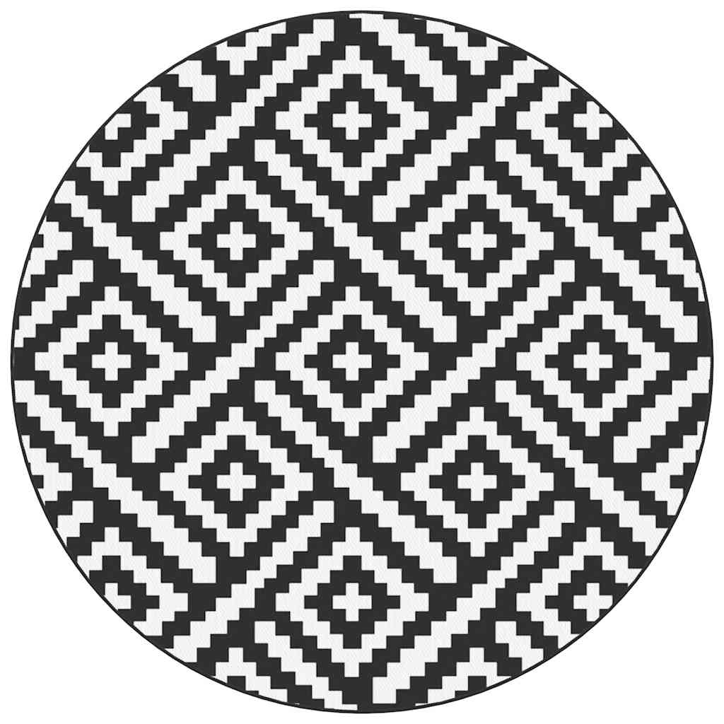 Tappeto da Esterni ARAKIL Bianco e Nero Ø120 cm in PP