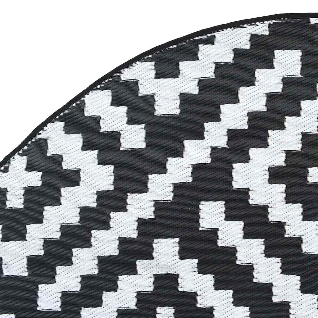 Tappeto da Esterni ARAKIL Bianco e Nero Ø120 cm in PP