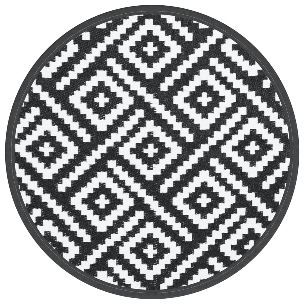 Tappeto da Esterno ARAKIL Bianco e Nero Ø160 cm in PP