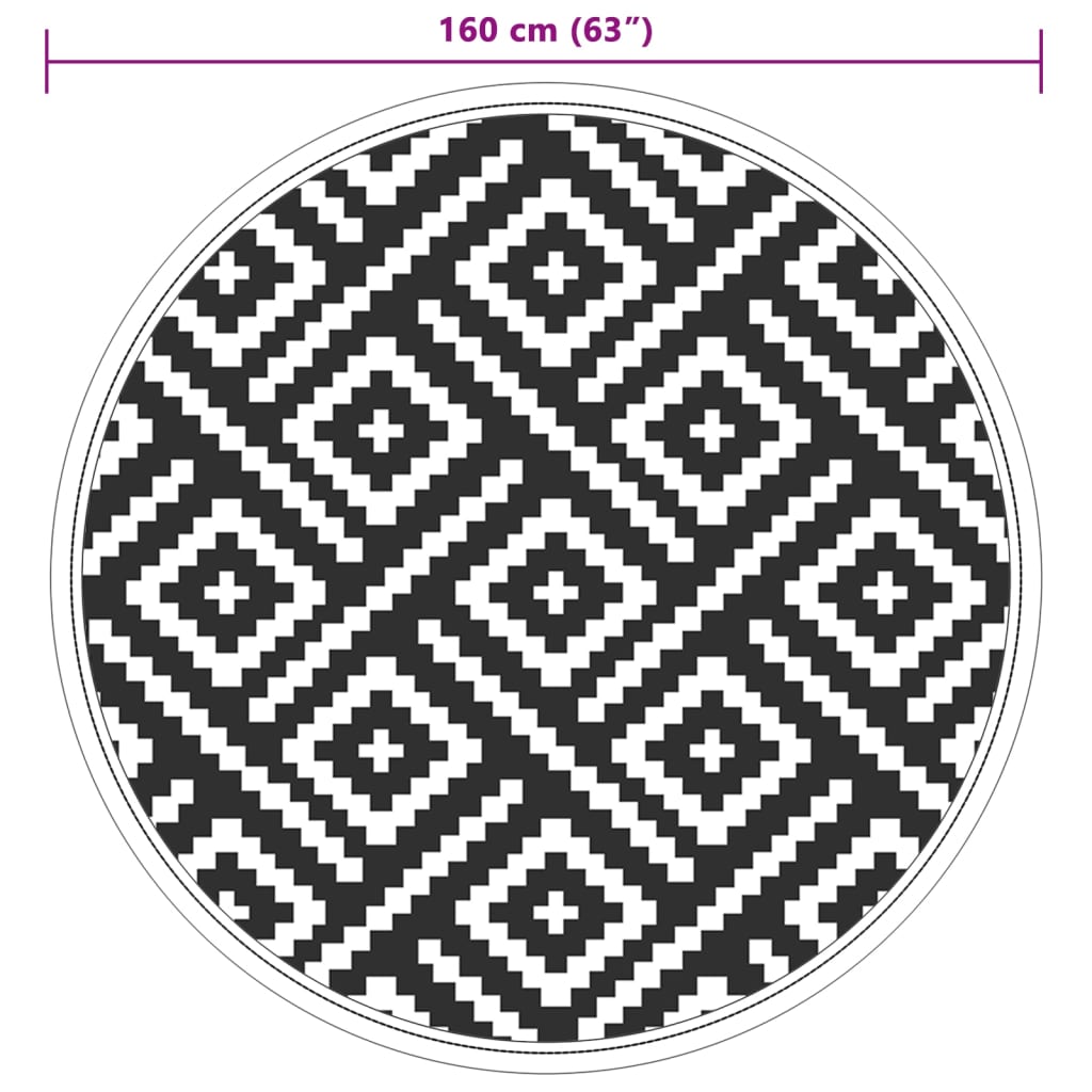 Tappeto da Esterno ARAKIL Bianco e Nero Ø160 cm in PP