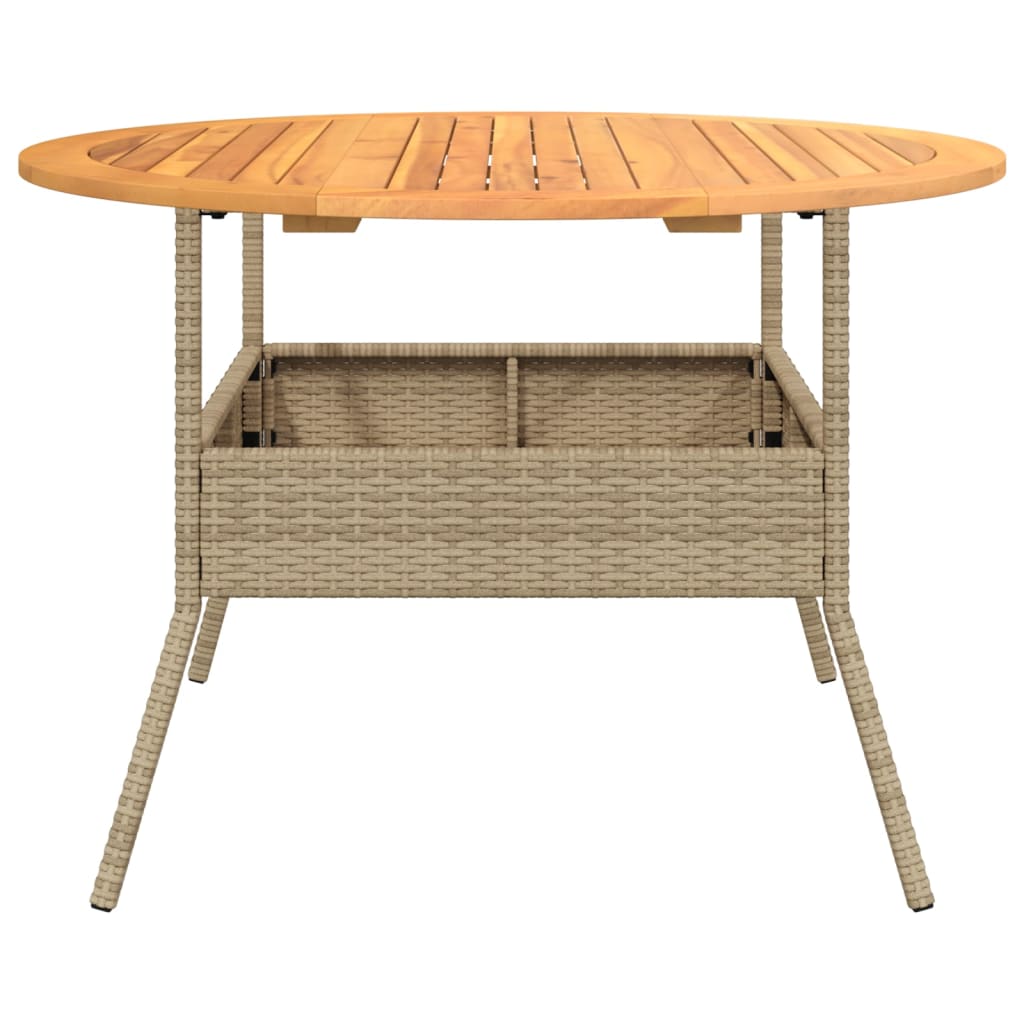 Tavolo Giardino Piano Legno Acacia Beige Ø110x71 cm Polyrattan