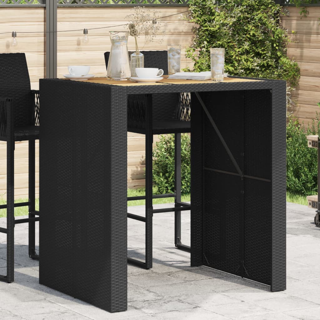 Tavolo Bar da Giardino Piano in Acacia 105x80x110 cm Polyrattan