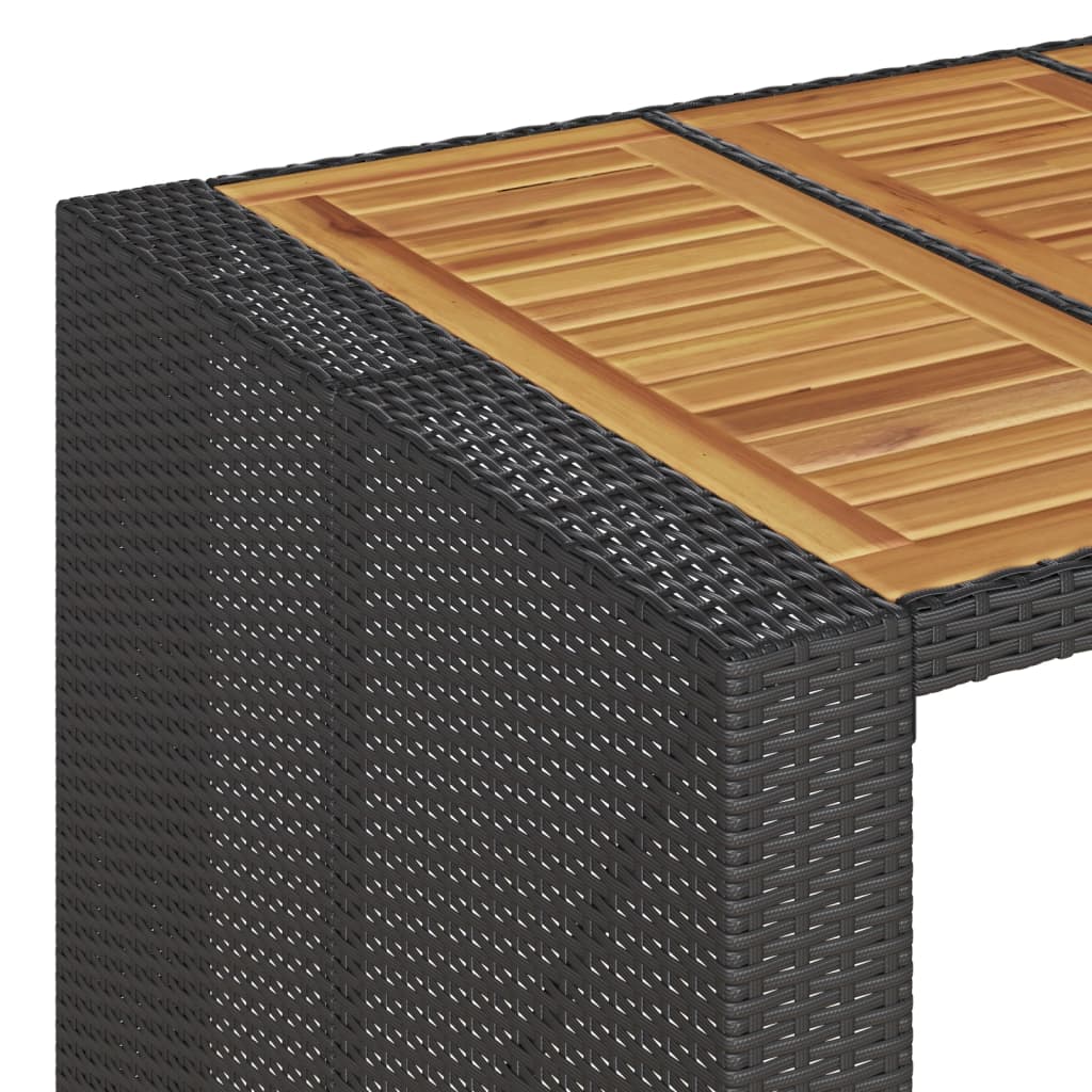 Tavolo Bar da Giardino Piano in Acacia 185x80x110 cm Polyrattan
