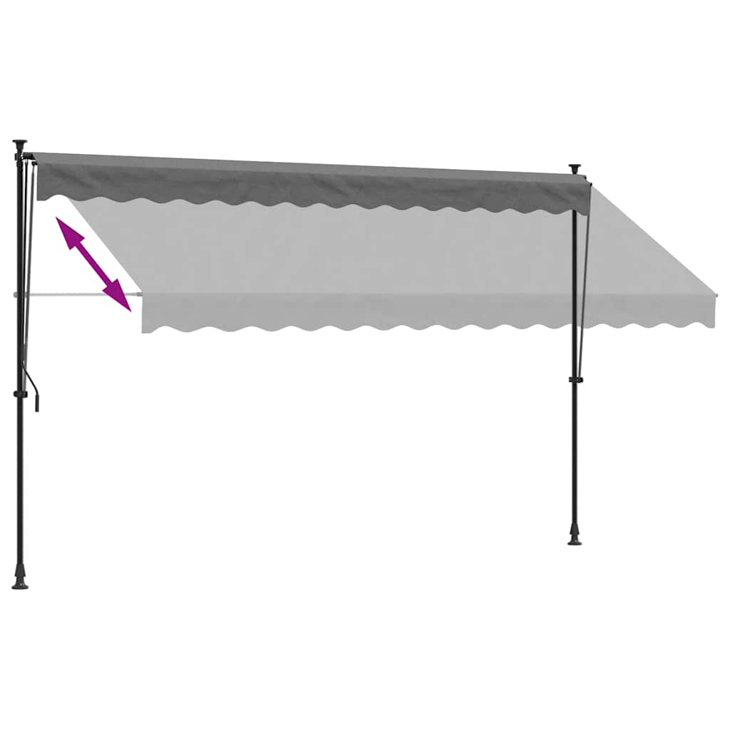 Tenda da Sole Retrattile Antracite 350x150 cm Tessuto e Acciaio
