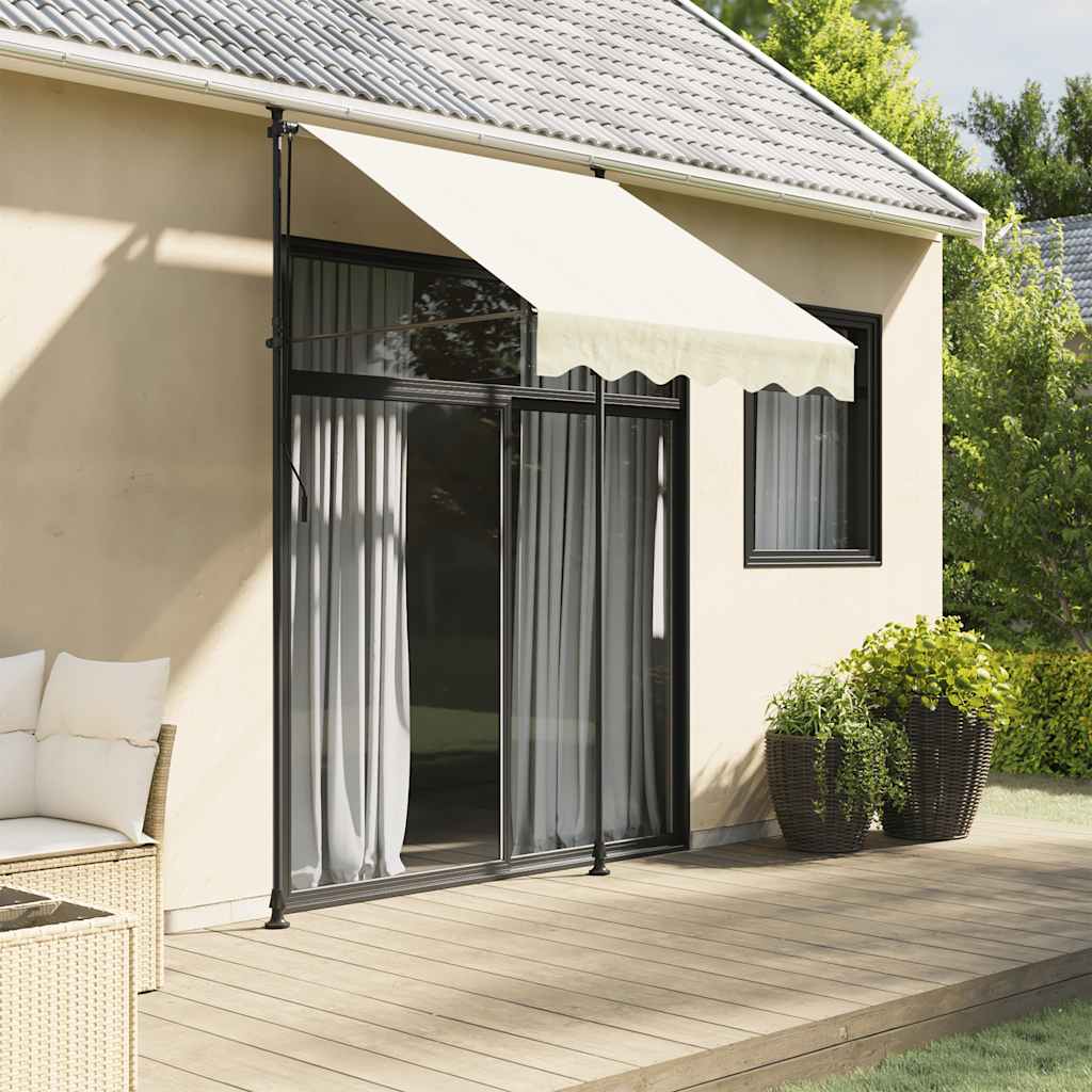 Tenda da Sole Retrattile Crema 200x115 cm in Tessuto e Acciaio