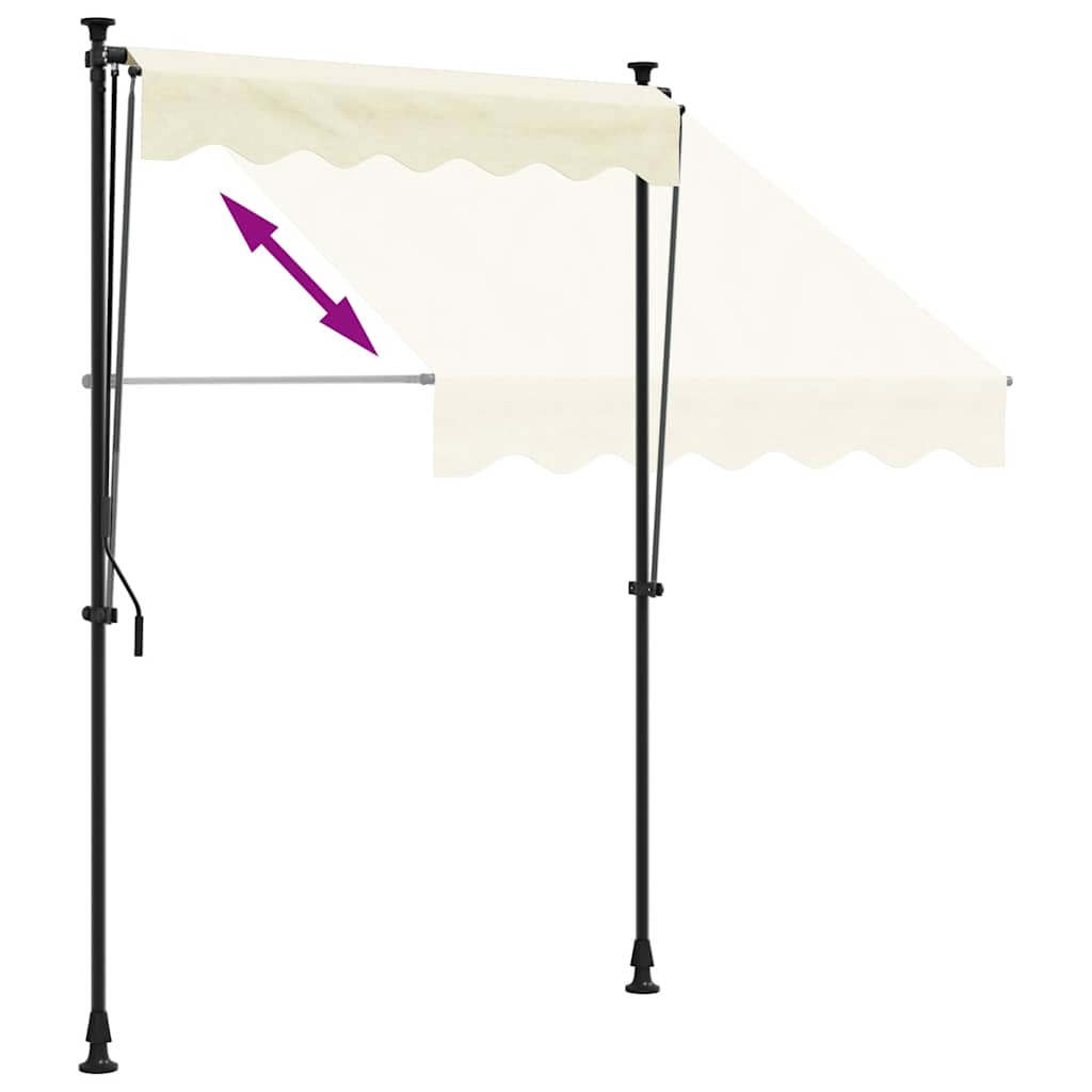 Tenda da Sole Retrattile Crema 200x115 cm in Tessuto e Acciaio