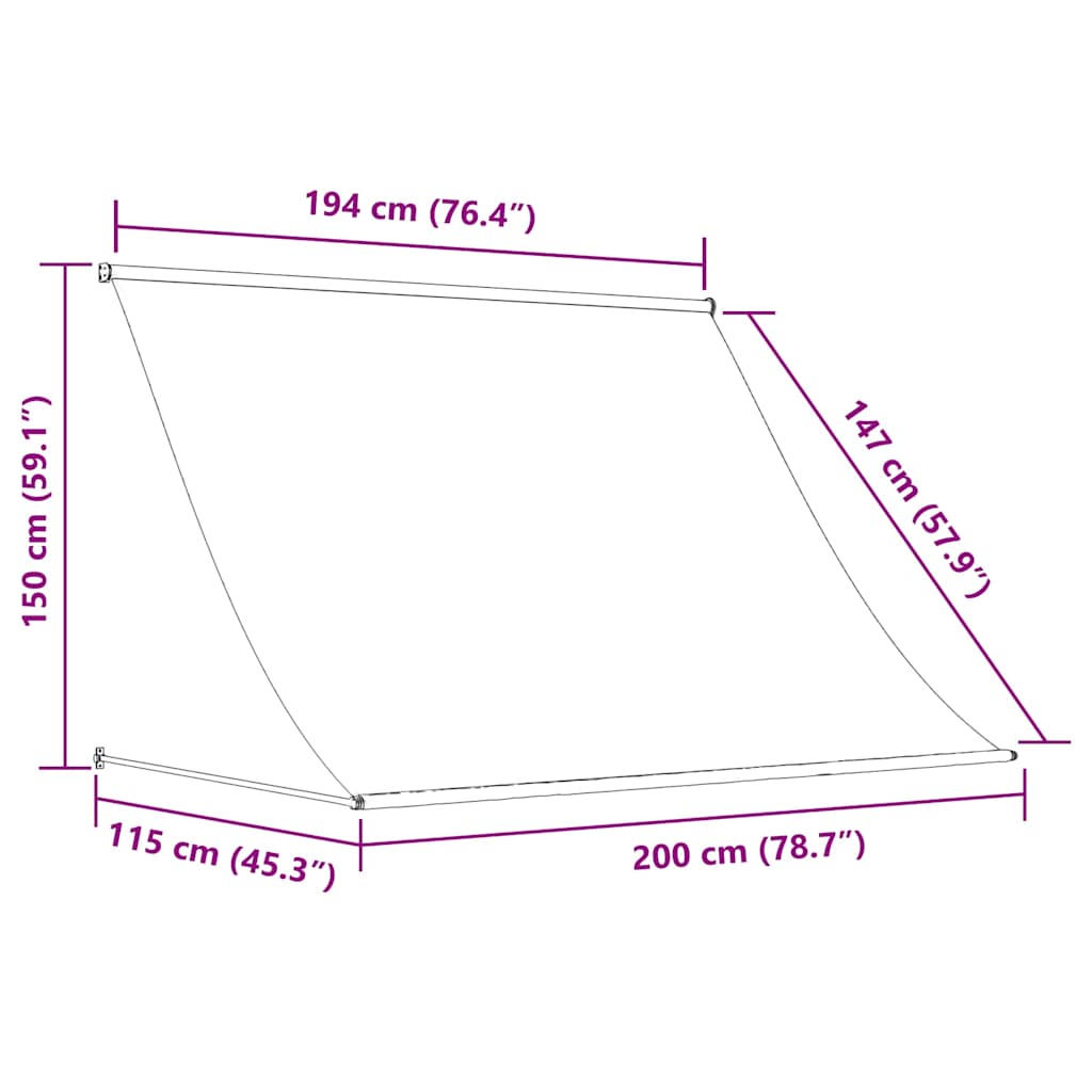 Tenda da Sole Retrattile Antracite 200x150 cm Tessuto e Acciaio