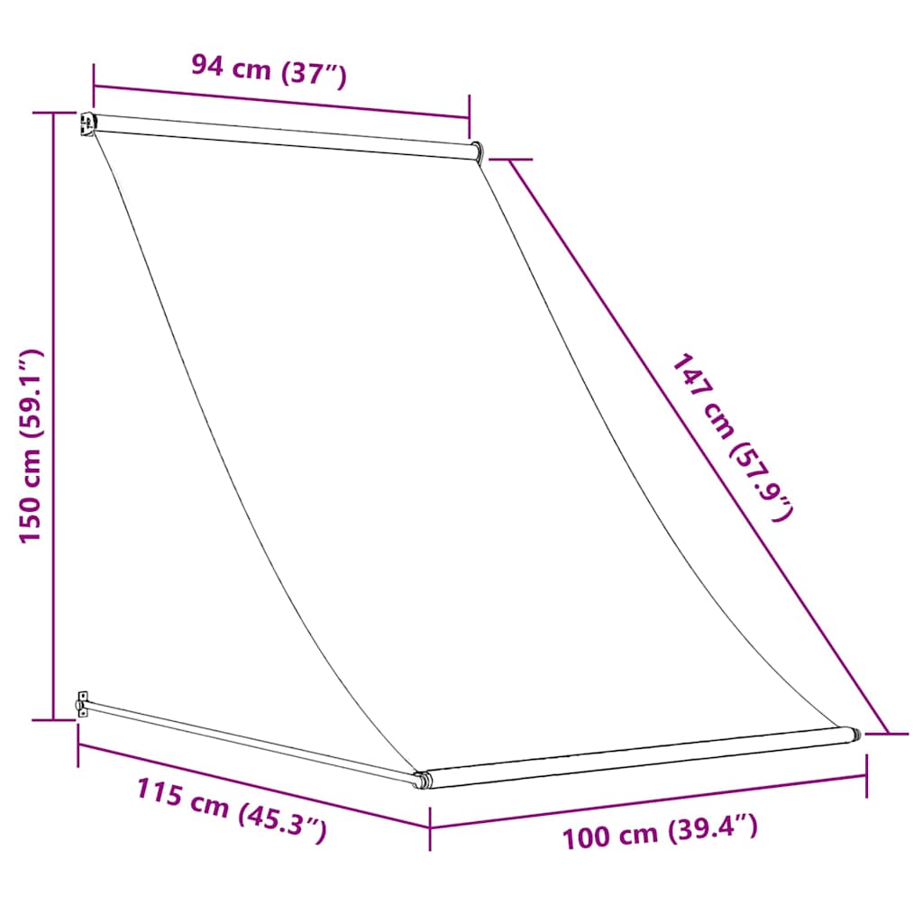 Tenda da Sole Retrattile Crema 100x150 cm in Tessuto e Acciaio