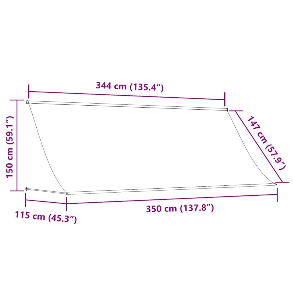 Tenda da Sole Retrattile Crema 350x150 cm in Tessuto e Acciaio
