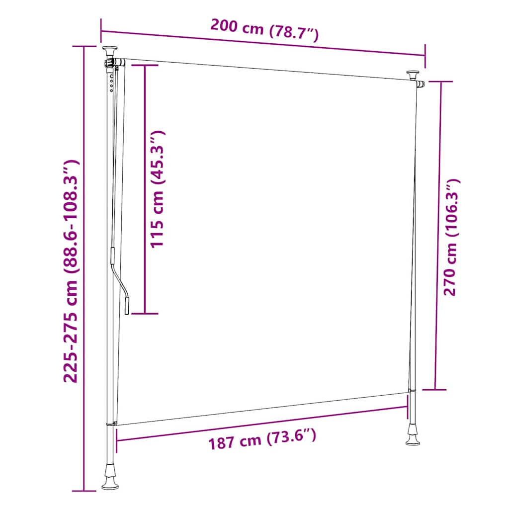 Tenda a Rullo Esterno Blu e Bianca 200x270cm Tessuto e Acciaio