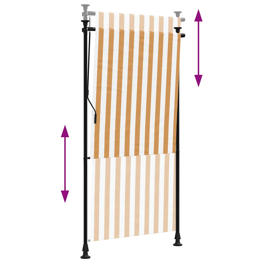 Tenda a Rullo Esterno Arancio Bianca 120x270 cm Tessuto Acciaio