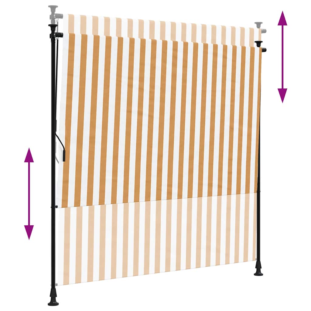 Tenda a Rullo Esterno Arancio Bianca 150x270 cm Tessuto Acciaio