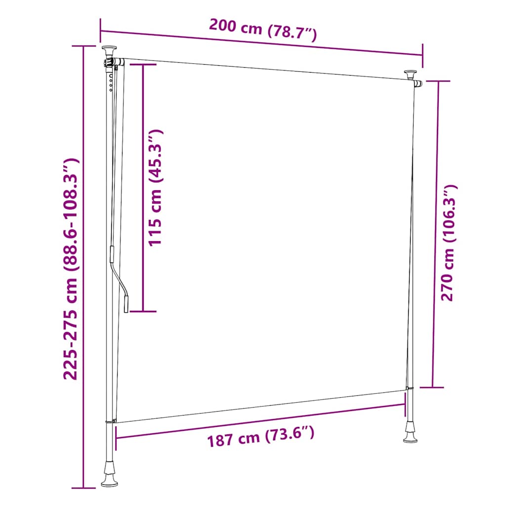 Tenda a Rullo Esterno Arancio Bianca 200x270cm Tessuto Acciaio