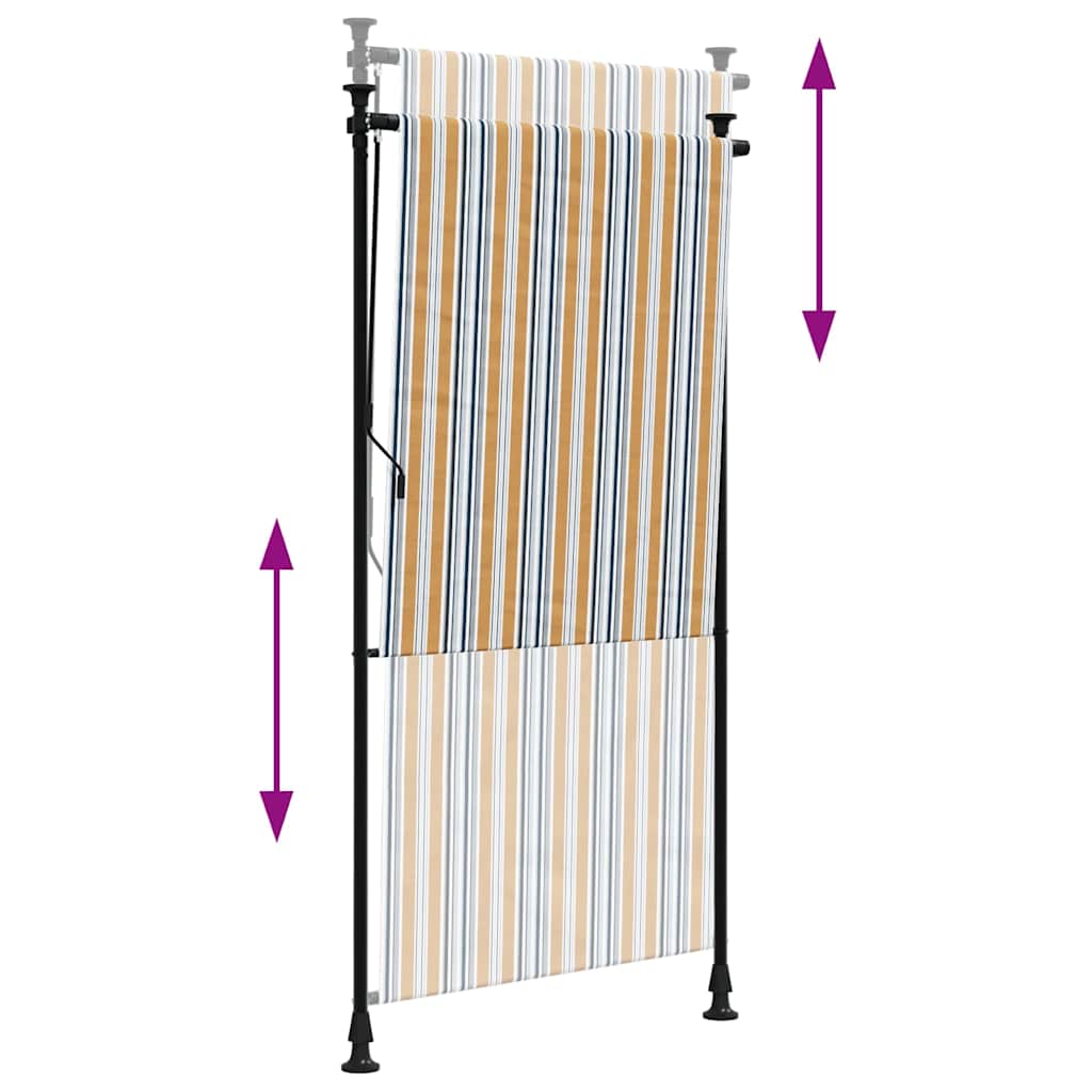Tenda a Rullo Esterno Gialla e Bianca 100x270cm Tessuto Acciaio