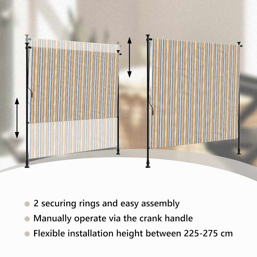 Tenda a Rullo Esterno Gialla e Bianca 150x270cm Tessuto Acciaio