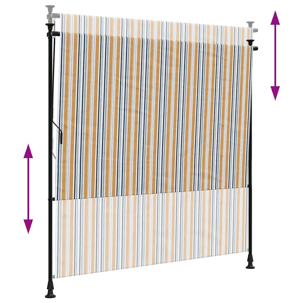 Tenda a Rullo Esterno Gialla e Bianca 150x270cm Tessuto Acciaio