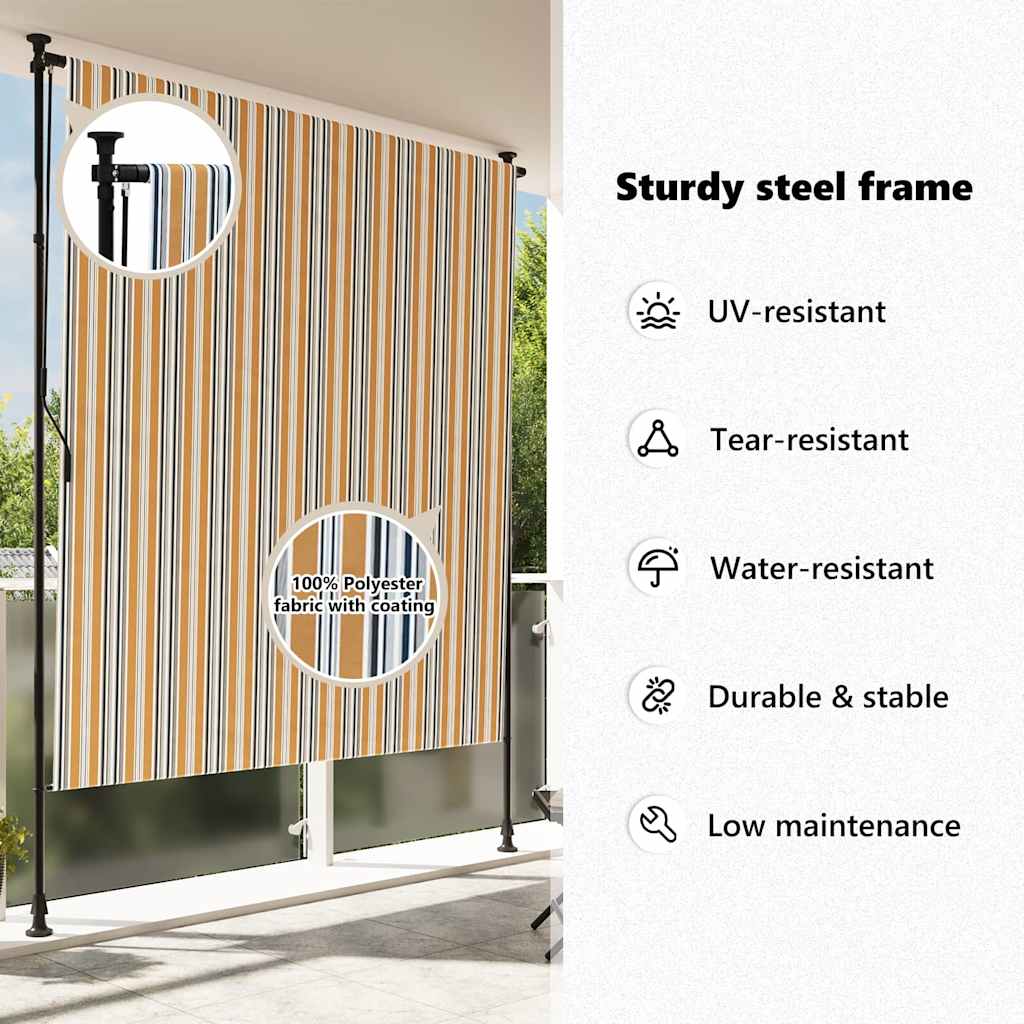 Tenda a Rullo Esterno Gialla e Bianca 150x270cm Tessuto Acciaio