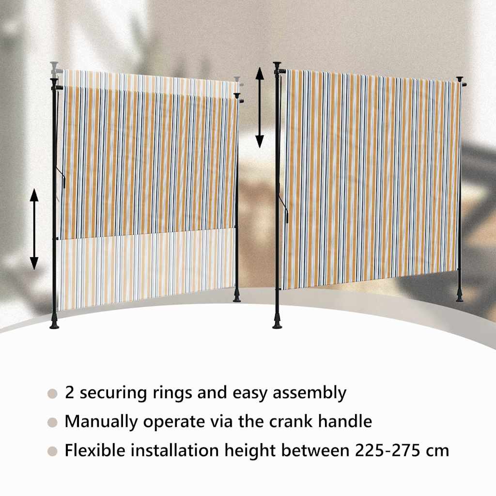 Tenda a Rullo Esterno Gialla e Bianca 200x270cm Tessuto Acciaio