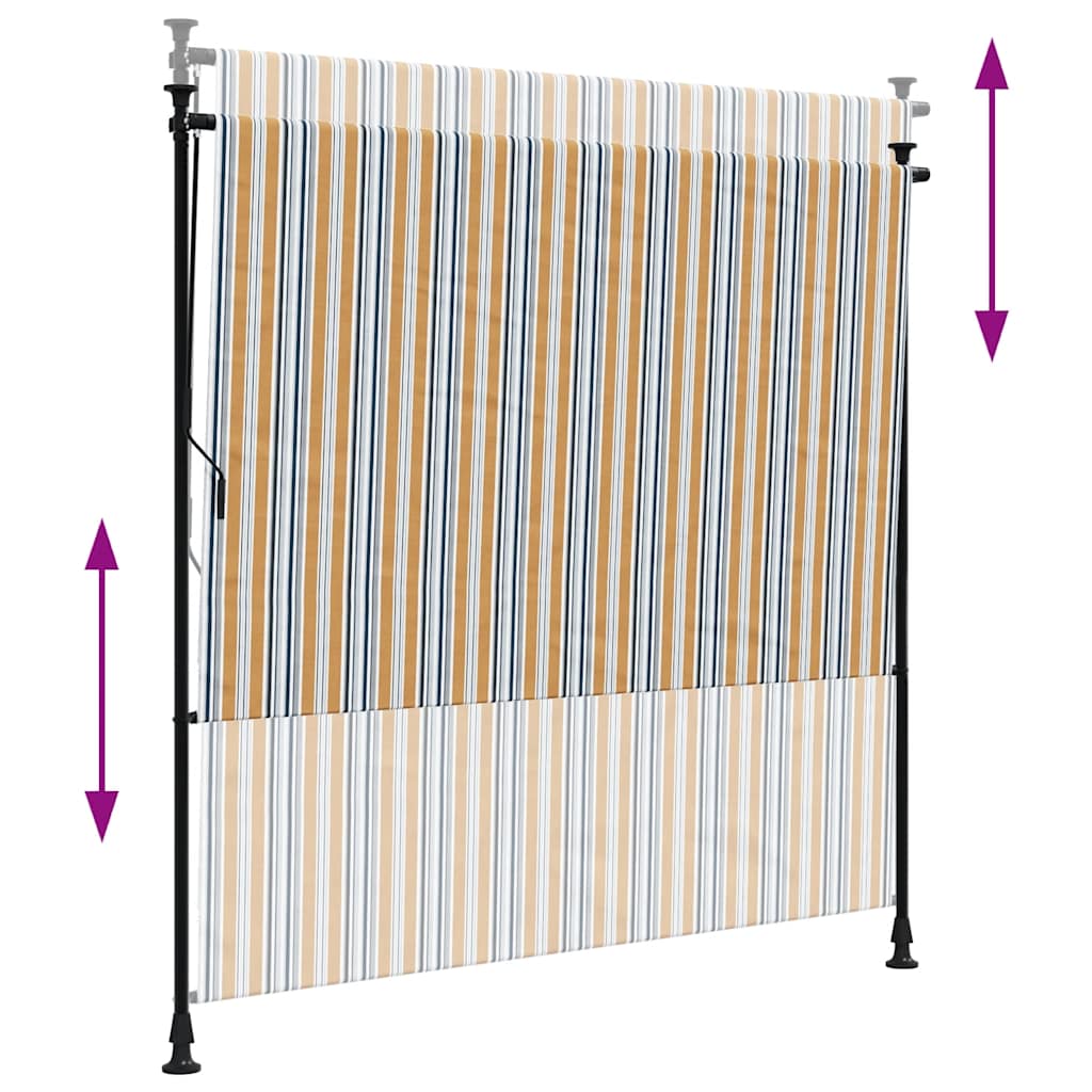 Tenda a Rullo Esterno Gialla e Bianca 200x270cm Tessuto Acciaio