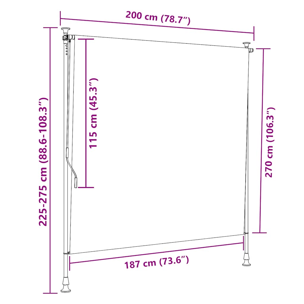 Tenda a Rullo Esterno Gialla e Bianca 200x270cm Tessuto Acciaio