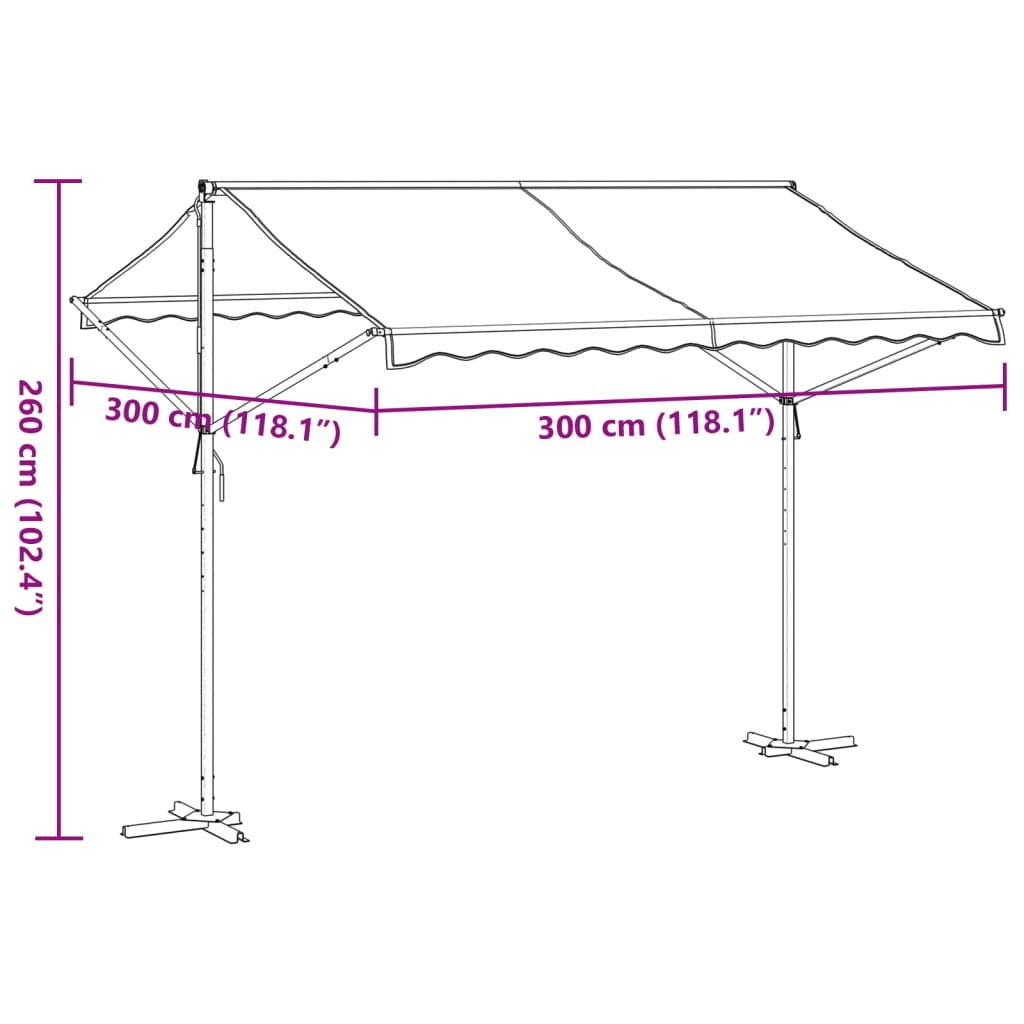 Tenda da Sole Blu e Bianca 300x300 cm in Tessuto e Acciaio