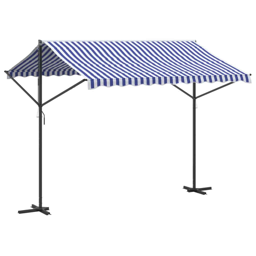 Tenda da Sole Blu e Bianca 300x300 cm in Tessuto e Acciaio