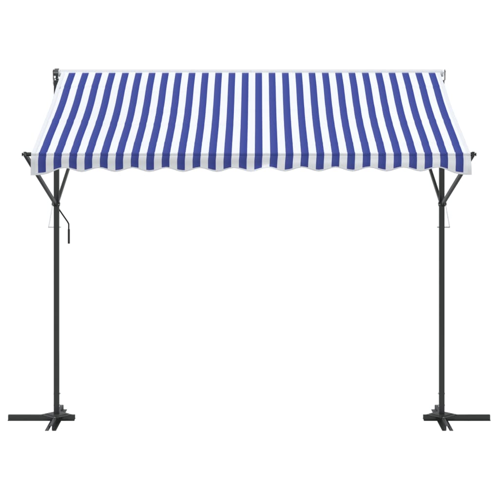 Tenda da Sole Blu e Bianca 300x300 cm in Tessuto e Acciaio