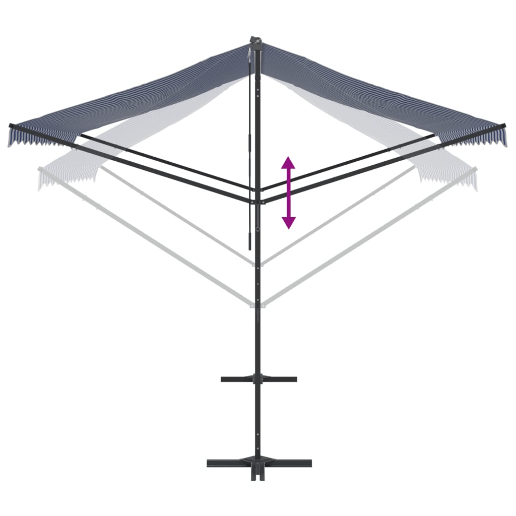 Tenda da Sole Blu e Bianca 300x300 cm in Tessuto e Acciaio