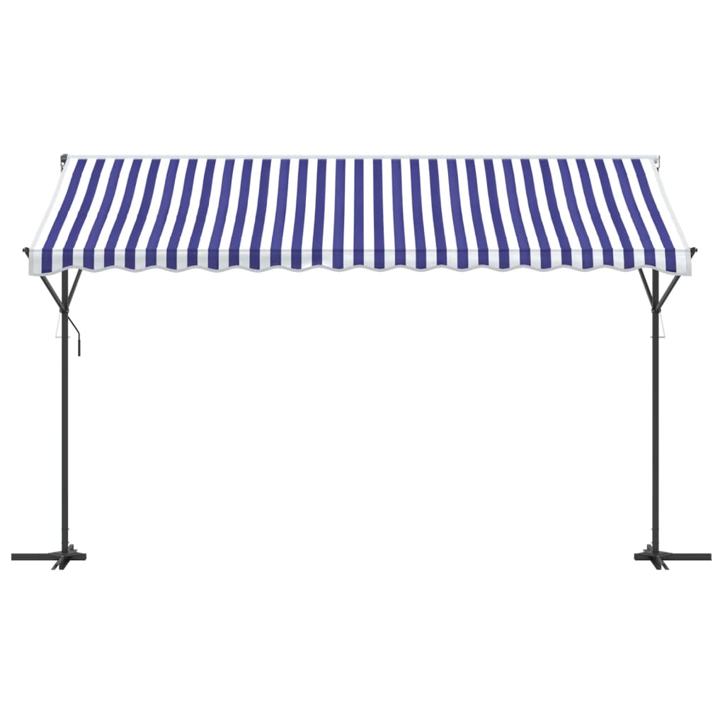 Tenda da Sole Blu e Bianca 400x300 cm in Tessuto e Acciaio
