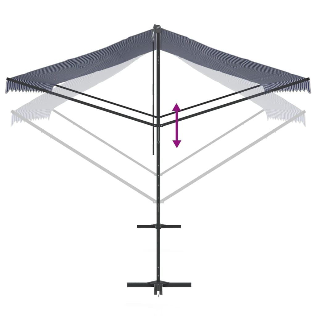 Tenda da Sole Blu e Bianca 400x300 cm in Tessuto e Acciaio