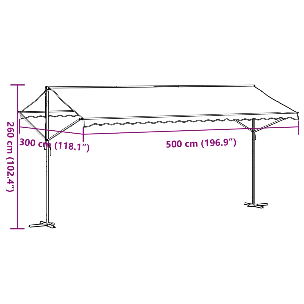 Tenda da Sole Blu e Bianca 500x300 cm in Tessuto e Acciaio