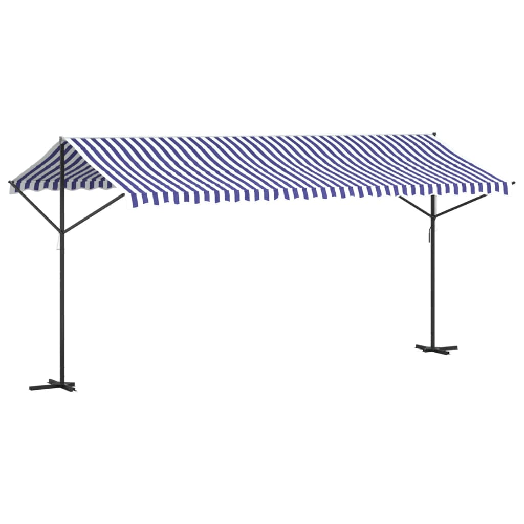 Tenda da Sole Blu e Bianca 500x300 cm in Tessuto e Acciaio