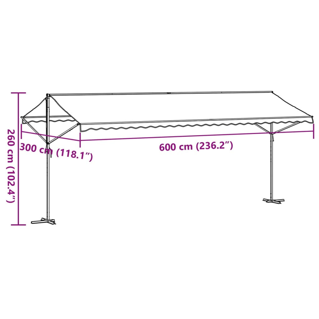 Tenda da Sole Blu e Bianca 600x300 cm in Tessuto e Acciaio