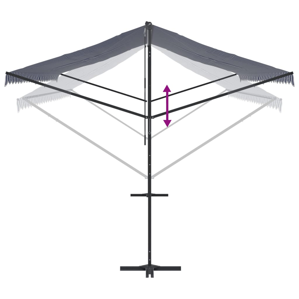 Tenda da Sole Blu e Bianca 600x300 cm in Tessuto e Acciaio