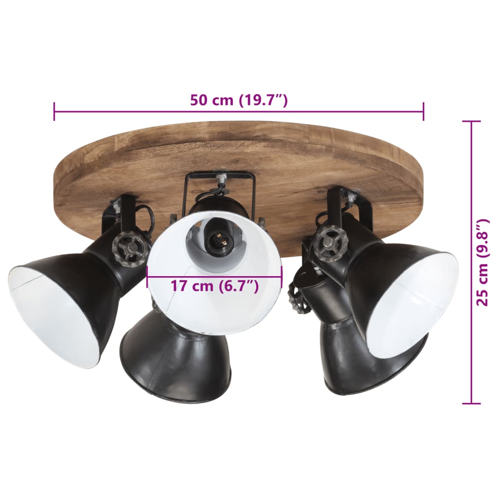 Lampada da Soffitto 25 W Nera 50x50x25 cm E27